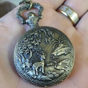 Japanese Maple Deer Pocket Watch BOHO Christmas Birthday Anniversary Gift - NEW!